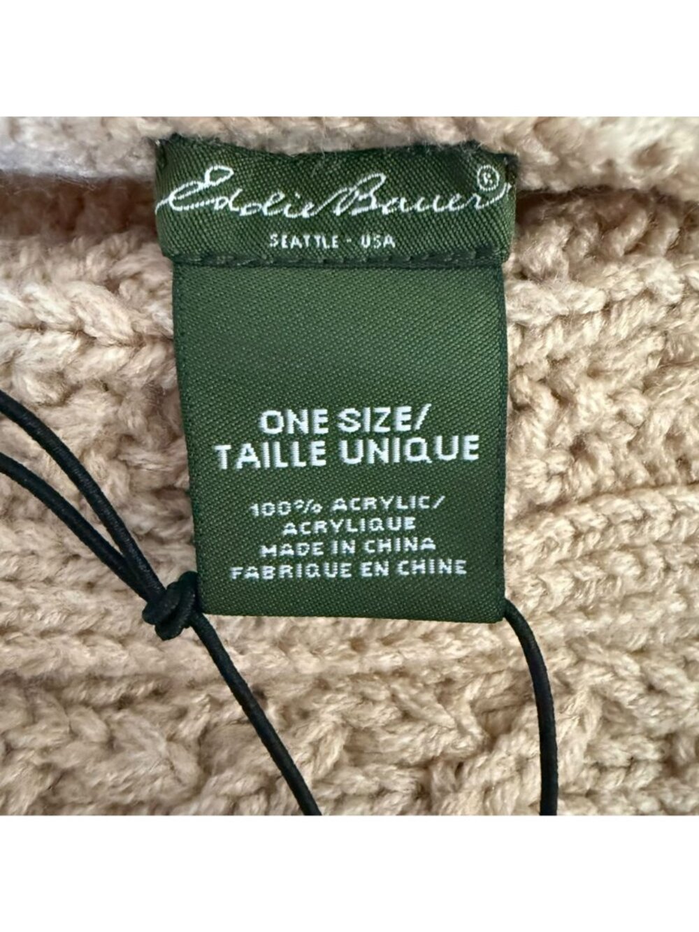 Eddie Bauer Cable Knit Scarf Khaki/Tan Women's O/S Chunky Soft Warm Winter NEW - Picture 8 of 8